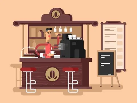 Coffee shop interior Stock Illustration