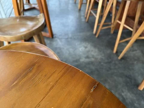 Coffee shop interior with round table and chair Фото
