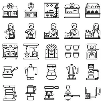 Coffee shop line vector icon set 1 Stock Illustration