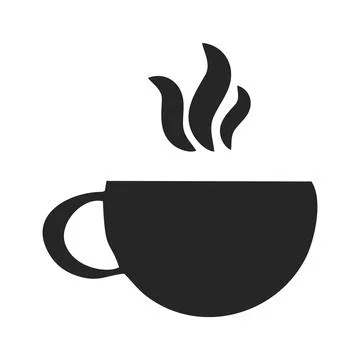Coffee shop logo element in the silhouette of a cup of hot coffee Stock Illustration