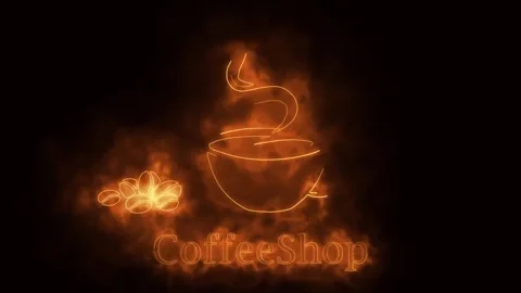 Coffee shop logo fire effect green screen background Stock Footage 274509247