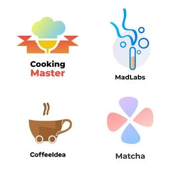 Coffee Shop Logo Pack Design Template. Coffee Cup and Chef Hat Icon. Stock Illustration