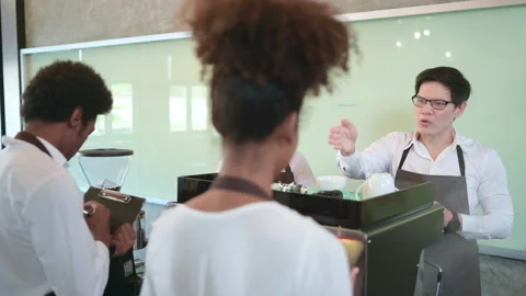 In the coffee shop management course class Stock Footage 255997472