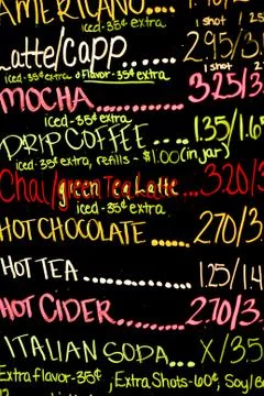 Coffee Shop Menu Stock Photos