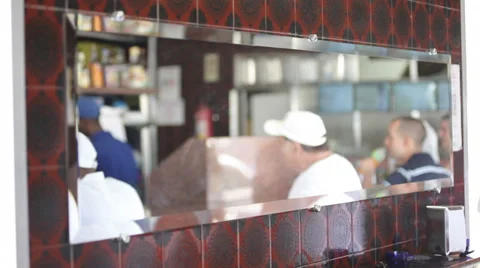 Coffee shop. On the mirror Stockbeeldmateriaal 37018864