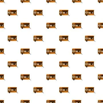 Coffee shop mobile trailer vector seamless pattern イラスト素材