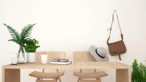 Coffee shop or workspace clean design - 3D Rendering Stock Illustration