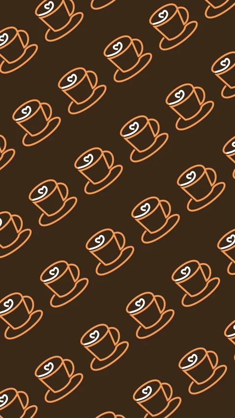 Coffee shop pattern with seamless coffee cup line art icons and latte art Stock Footage 334733694