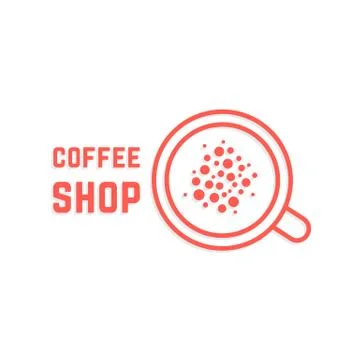 Coffee shop with red thin line cup Stock Illustration