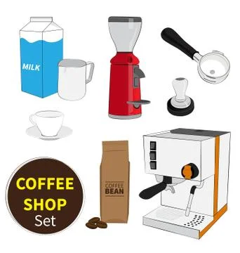 Coffee shop set Stock Illustration