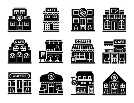 Coffee shop solid icon set 6, vector illustration Stock Illustration