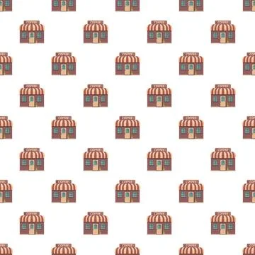 Coffee shop store building repeated pattern creating background イラスト素材