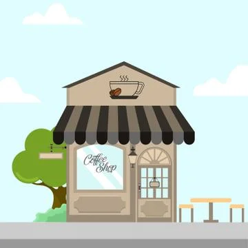 Coffee Shop Storefront Building Background Illustration Illustrazione stock