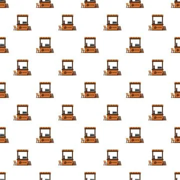 Coffee shop street stand pattern creating background design Stock Illustration