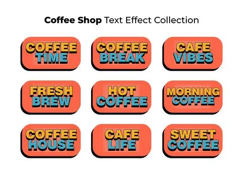 Coffee shop text effect collection Stock Illustration
