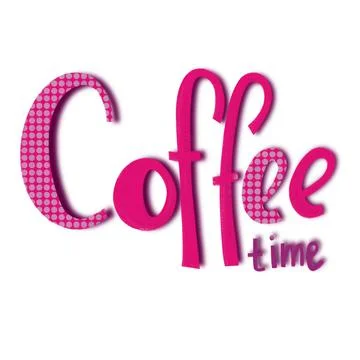 Coffee shop text illustrations. Simple doodle text coffee time. Design of men Illustrazione stock