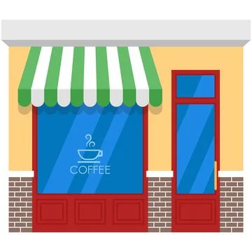 Coffee shop vector front flat building illustration Ilustración de archivo