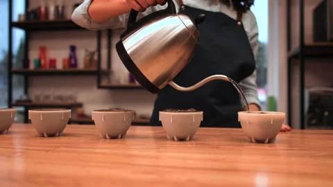 Coffee shop workers checking coffee quality during coffee food function 動画素材 147103482