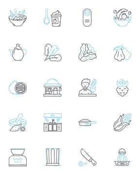 Coffee shops linear icons set. Caffeine, Latte, Espresso, Barista, Aroma, Mocha イラスト素材