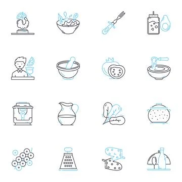 Coffee shops linear icons set. Caffeine, Latte, Espresso, Barista, Aroma, Mocha Illustrazione stock