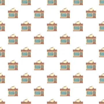 Coffee shops repeating in a seamless pattern design Stock Illustration