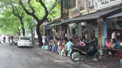 Coffee on the sidewalk Stock Footage 58626782