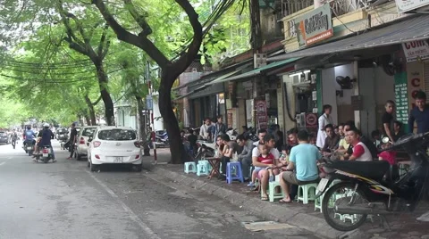 Coffee on the sidewalk Stock Footage 58626814