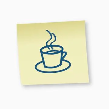 Coffee sign on adhesive note, close-up Stock Illustration