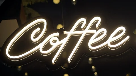 Coffee sign in cafe window Video stock 117932453