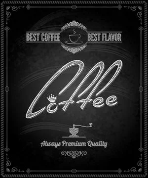 Coffee sign chalkboard background Illustrazione stock