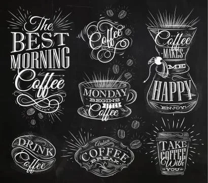 Coffee signs chalk Illustrazione stock