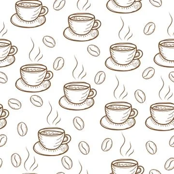 Coffee sketch hand drawing pattern vector illustration Stock Illustration