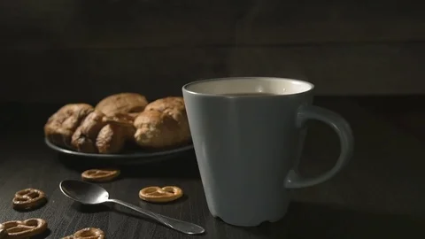 Coffee is smoking in a cup. Stock Footage 73482046