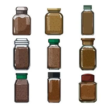 Coffee soluble set cartoon vector illustration Stock Illustration