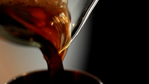 Coffee Sparkling Nitro Cold Brew Coffee pouring to glass and ready to drink. Stock Footage 89944938
