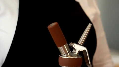 Coffee Sparkling Nitro Cold Brew Coffee pouring to glass and ready to drink. Stock Footage 89945269