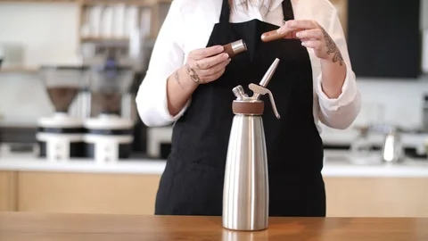 Coffee Sparkling Nitro Cold Brew Coffee pouring to glass and ready to drink. Stock Footage 90131967