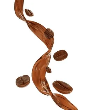 Coffee splash 3d illustration isolated on white background. Stock Illustration