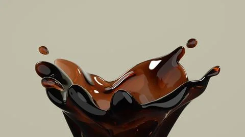 Coffee splash close up on isolated background, 3D rendering Stock Illustration