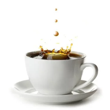 Coffee splash in cup Stock Photos