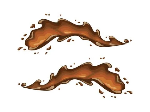 Coffee splash. Flow brown liquid. Drop. Vector illustration. Stock Illustration
