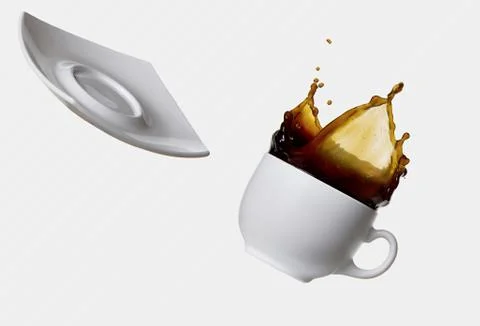 Coffee splash isolated on white background Stock Photos