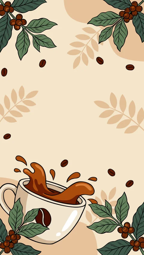 Coffee Splash Motion Graphic Background with Coffee Beans and Botanical Leav Stock-Footage 344619490