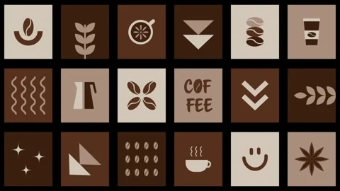 Coffee Square Pattern Animation. Seamless Loop Abstract Geometric Bg Stock Footage 340238058