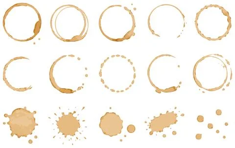 Coffee Stain Frames and Splatters Set 스톡 일러스트
