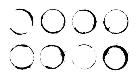 Coffee stain ring set. Vector illustration. Stock Illustration