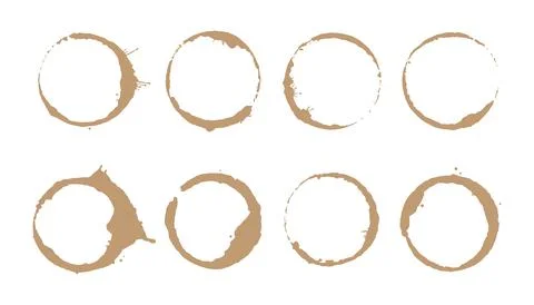 Coffee stain ring set. Vector illustration. Stock Illustration