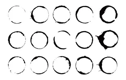 Coffee stain ring set. Vector illustration. Stock Illustration