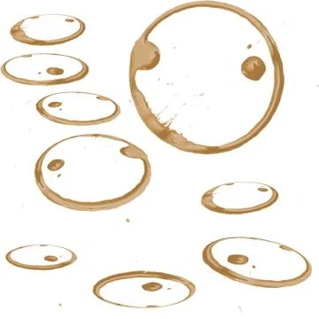 Coffee Stain Set, Isolated On White. Stock Illustration
