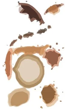 Coffee stains and brown abstract liquid elements for natural backgrounds Illustrazione stock